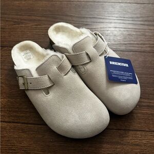 Birkenstock Beige Suede Clogs